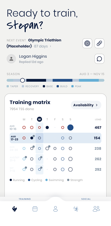 Training plan and load graphs