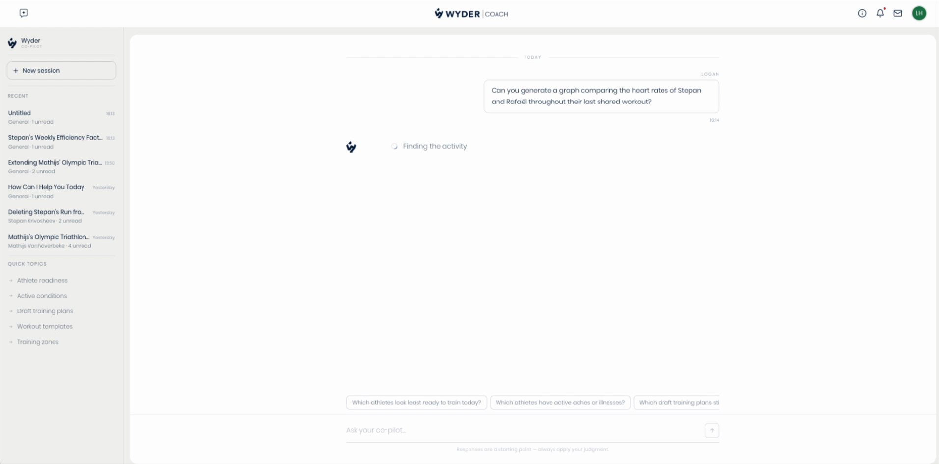 Asking the co-pilot a data question and watching a chart render inline